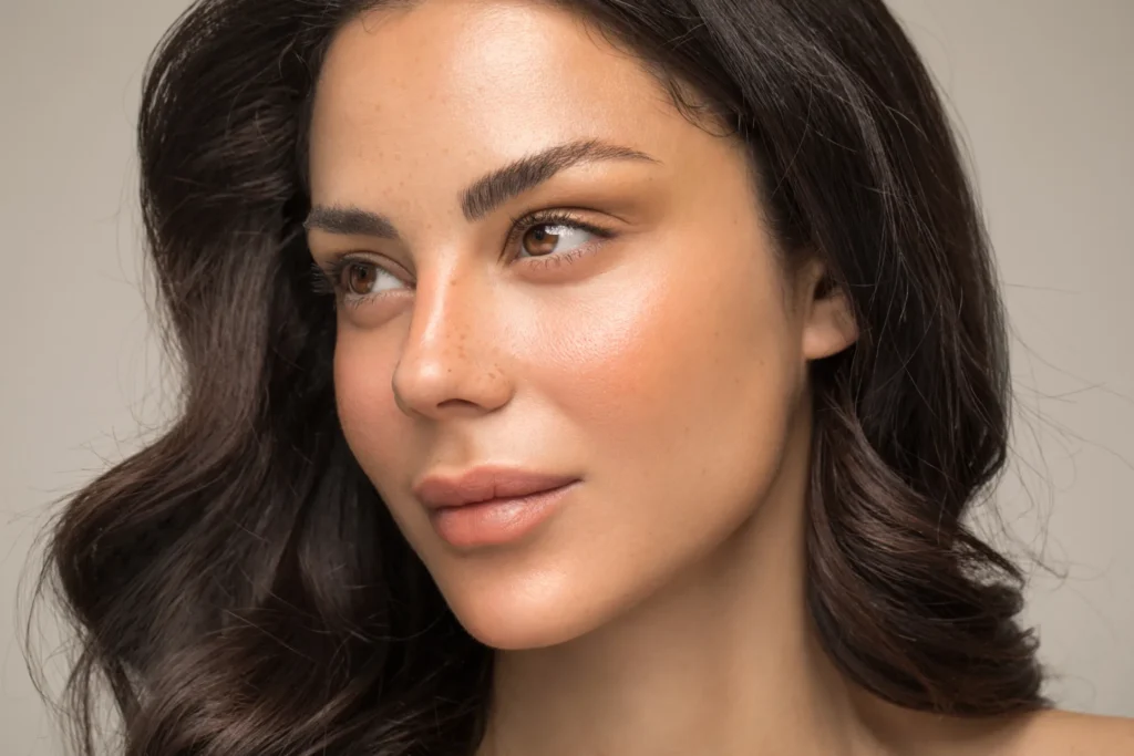 Portrait of a woman highlighting smooth, radiant skin