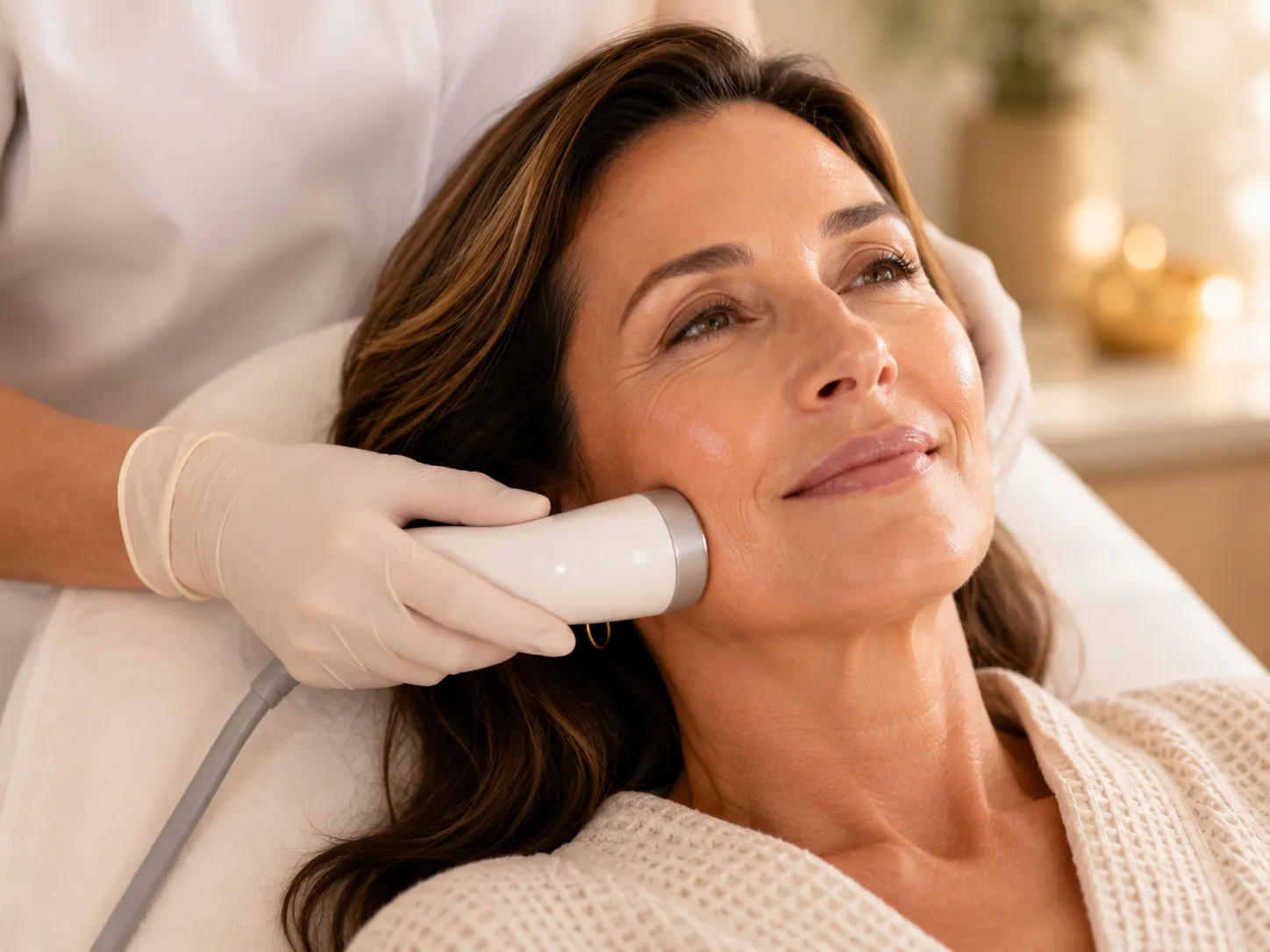 Advanced RF microneedling and skin resurfacing treatment session