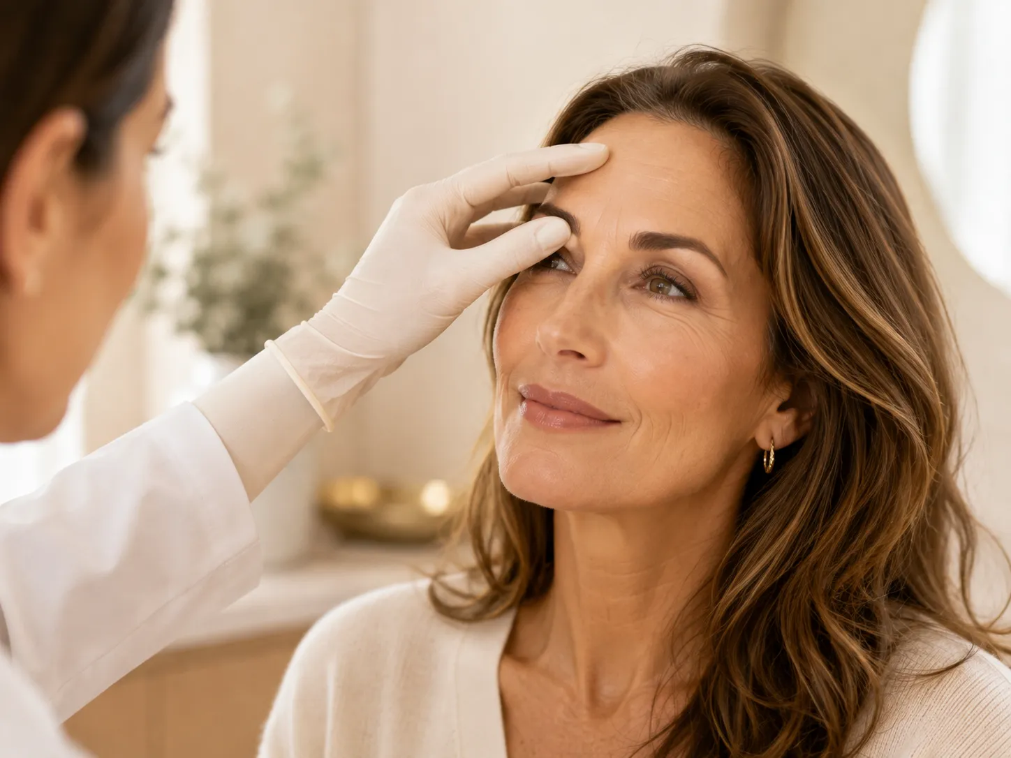 Physician evaluating facial anatomy before Botox treatment