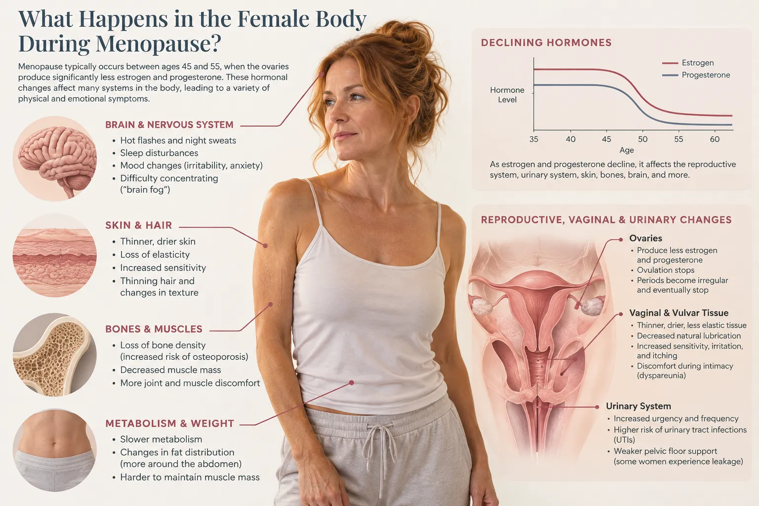 What happens to the female body during menopause